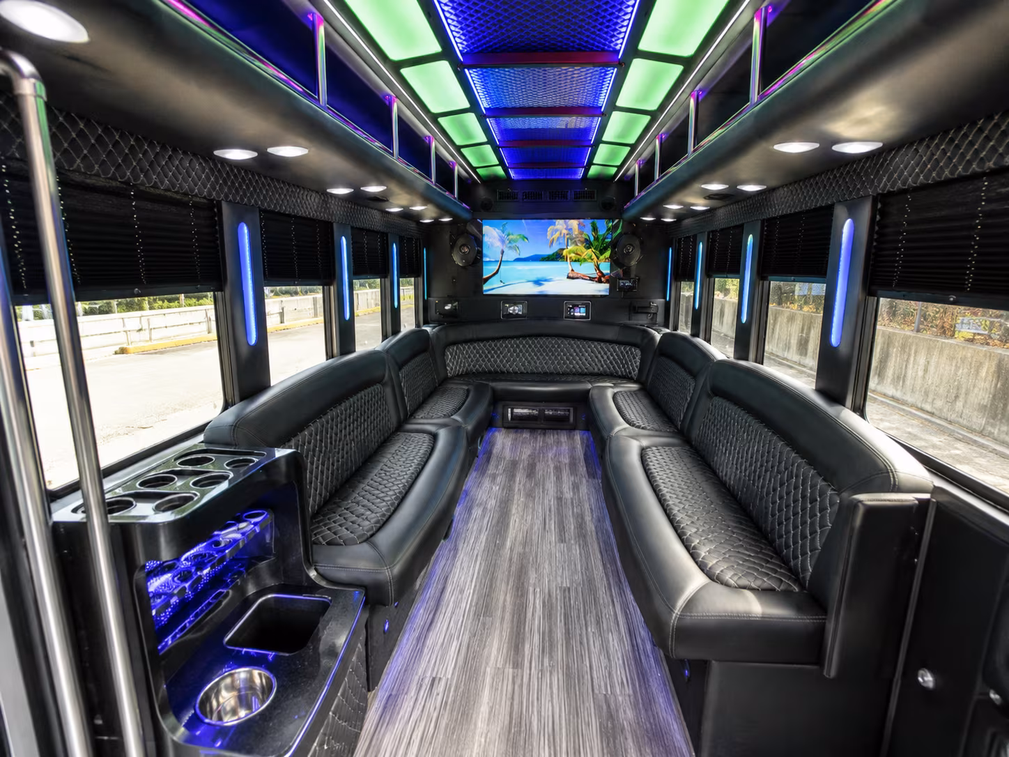 nashua 18 passenger party bus inside
